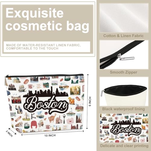 Bostons Themed Makeup Bag - Bostons Souvenirs Gift for Women, Best Friend, Sister - Travel Friendly Cosmetic Bag, Birthday Christmas Gifts