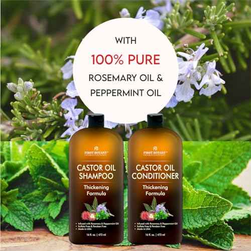 Castor Oil Shampoo and Conditioner - An Anti Hair Loss Set Thickening formula For Hair Regrowth, Anti Thinning Sulfate Free For Men & Women Anti Dandruff Treatment - 16 oz