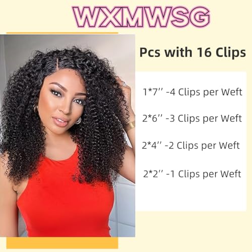 Seamless Afro Kinky Curly PU Clip in Extension Real Human hair For Women 7Pcs Seamless Clip ins Full Head 120g Natural Color 14Inch