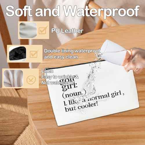 JioJio Chan Golf Girl Gift for Women Makeup Bag, Like A Normal Girl But Cooler, Party and Accessory for Women Lovers, Player Travel Cosmetic Bag, Pouch for Golfer