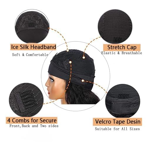 Hair Curly Wigs for Black Women 20 inch Wigs Human Hair Glueless Wear and Go None Lace Front Wig Headband Wigs Machine Made 150% Density Natural Color