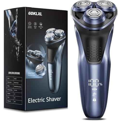 Electric Razor for Men, Electric Shaver for Men Face, with Pop Up Trimmer Waterproof Wet Dry Rechargeable Shaver ??Neon Blue??