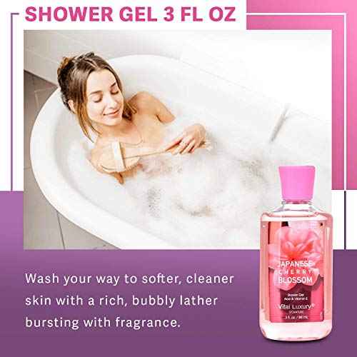 Bath & Body Care Travel Set - Home Spa Set with Body Lotion, Shower Gel and Fragrance Mist, Personal Body Care Travel Set for Birthday Christmas New Year Gifts(Japanese Cherry Blossom)
