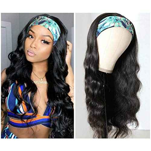 catti Headband Wig Human Hair Body Wave Headband Wigs Glueless None Lace Front Wigs Human Hair Brazilian Virgin Hair Machine Made Half Wigs for Black Women 150% Density (16" Headband wigs)