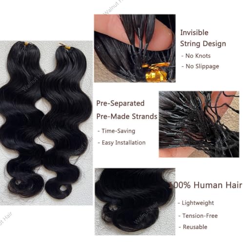 Body Wave Pre Separated Crochet Human Hair Braids Extensions Body Wave Brazilian Virgin Hair for Boho Braiding Knotless Feather Hair Extensions For Black Women Natural Color 16inch 60g