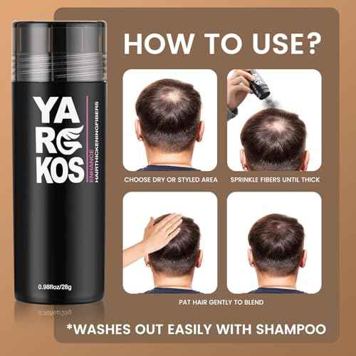 Hair Fibers for Thinning Hair or Fill In Fine, Hair Building Fibers (28g) for Women & Men, Hair Powder for Instantly Thicker, Fuller Looking - DARK BROWN