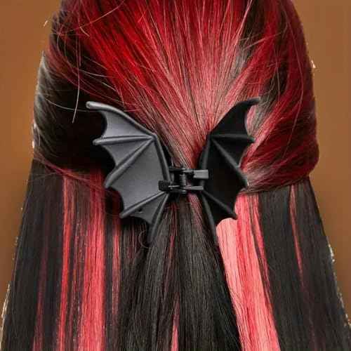 Bat Hair Clip - Halloween Matte Black Bat Hair Claw Metal Punk Gothic Bat Wing Hair Barrettes Non-Slip Hair Styling Accessories Halloween Cosplay Party Supplies for Women Girls Thin Thick Hair