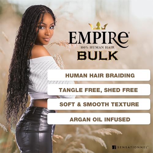 Sensationnel Empire Bulk Braiding ? Water Wave Human Hair Braids for Knotless Boho Box or Curly Loosewave Styles 1 pack (18 inch, S4/30)