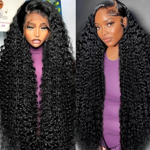 22 Inch 13x6 Deep Wave Lace Front Wigs Human Hair 200 Density 13x6 HD Lace Front Wigs Human Hair Pre Plucked Deep Curly Glueless Wig 100% Virgin Human Hair Lace Front Wigs for Women