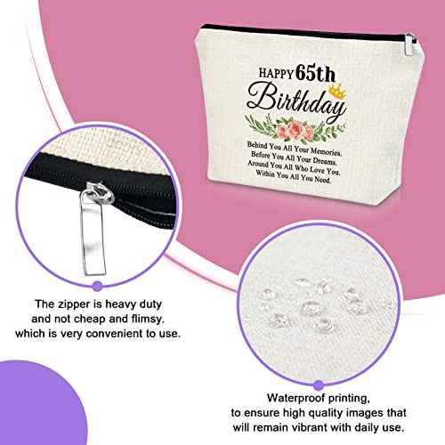 Sazuwu 65th Birthday Gifts for Women Makeup Bag 65 Years Old Birthday Gifts for Mom Aunt Grandma 1958 Birthday Gift Cosmetic Bag Turning 65 Gifts for Boss Coworkers Friend Cosmetic Travel Pouch