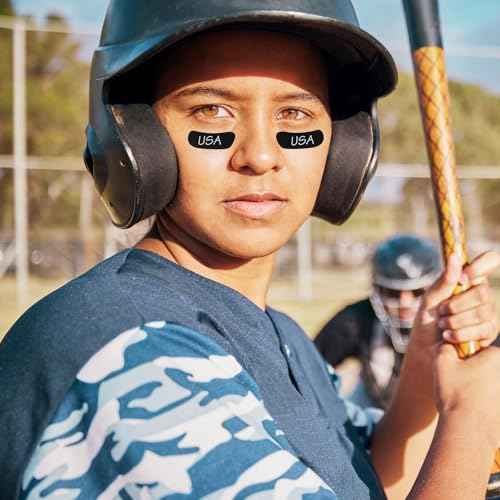300 Pcs Eye Black Stickers, Softball Baseball Stickers Sports Eye Black Sticker Breathable Eyes Strips with 1 White Pencil Sport Adhesive Sticker for Football Lacrosse Fans Eyes Strip Birthday
