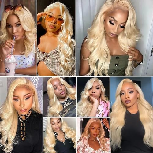 Blonde Bundles Human Hiar 613 Honey Blonde Extension Human Hair Body Wave (26 28 30 Inch) Unprocessed Virgin Human Hair Bundles 100g/PC 300g Total Double Weft for Black Women