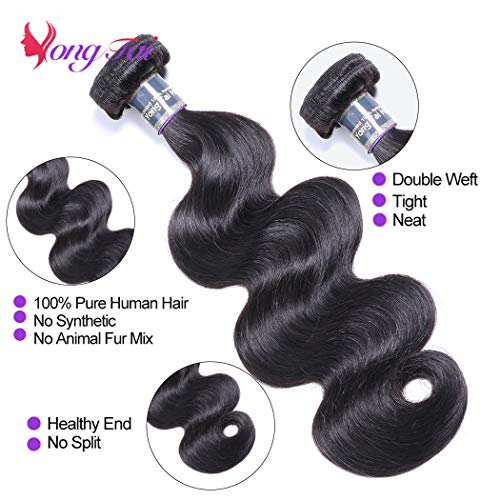 Body Wave Hair 3 Bundles 18 20 22 Inch Human Hair 100% Unprocessed Brazilian Virgin Hair Bundles Deals Weave Bundles Human Hair Body Wave 1B Color