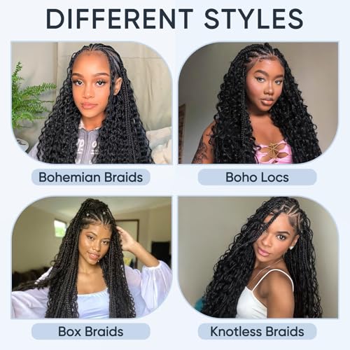 Human Braiding Hair for Boho Braids,150g 18 Inch 3 Bundles Ombre Deep Water Wave Bulk Boho Curly Human Hair Bundle for Braiding,1b/30 Highlight No Weft Wet and Wavy Knotless Braiding Hair Extensions
