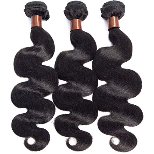 Body Wave Human Hair 3 Bundles 14 16 18Inch Bundles Human Hair 100% Unprocessed Brazilian Virgin Human Hair Weave Bundles Body Wave Hair Extensions Natural Color Can Be Dyed