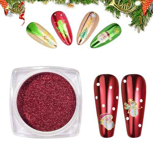 Pretty Diva Red Chrome Nail Powder, Red Nails Chrome Powder Metalic Chrome Nail Powder Mirror Effect Chrome Powder Pigments for Nails - Decoration for DIY Nail Art, Craft