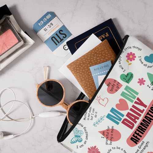 Mom Daily Affirmations Makeup Bag, Mama Gifts from Daughter Son, Cosmetic Bag for Mom Mother, Mother's Day Birthday Gifts for New Mom, Inspirational Gifts for Women Mommy