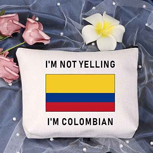LEVLO Funny Colombia Flag Cosmetic Bags Souvenirs I'm Not Yelling I'm Colombian Makeup Bags Colombian Root Flag Gifts (I'm Colombian)