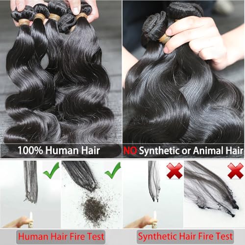 Body Wave Bundles Human Hair 12 14 16Inch 3 Bundles Human Hair Extensions 12A Brazilian Natural Black Color For Women