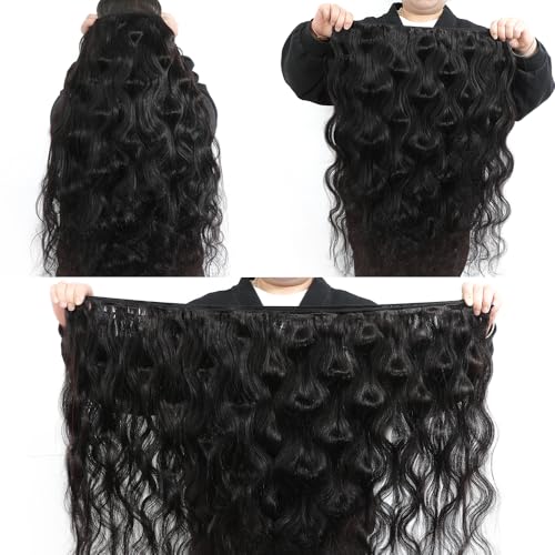 15A Raw Human Hair Bundles Body Wave Human Hair,Triple Lifespan Indian Virgin Hair,No Tangle Shedding,Multiple Washes Keep Texture Silky Soft (1 Bundle Natural Color, 26 Inch)