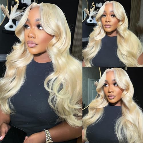 613 Lace Front Wig Human Hair 200 Density 24 Inch Blonde Wig Human Hair 613 HD Lace Frontal Wigs 13x6 Blonde Lace Front Wigs Human Hair Pre Plucked Body Wave Lace Front Wigs for Women