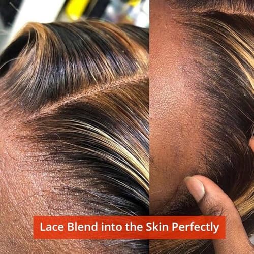 Lemoda Outlet Deal 13x4 Highlight Body Wave Human Hair Lace Front Wigs Ombre 4/27 Lace Frontal Wig 22Inch 180 Density Virgin Human Hair Wigs Natural Hairline