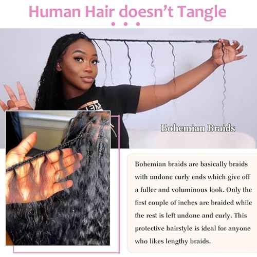 Urbeauty Human Braiding Hair for Bob Braids, Deep Wave Bohemian Hair for Braiding, 14 in Bulk Knotless Boho Locs, Boho Twist, Gypsy, Goddess, Curly, Micro, No Weft #30