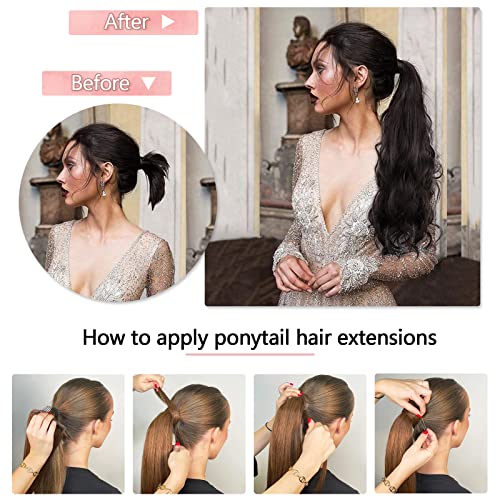 18"Human Hair Ponytail Wrap Around Clip in Ponytail Hair Extensions for Women Dark Brown(#2) 100g/3.5oz