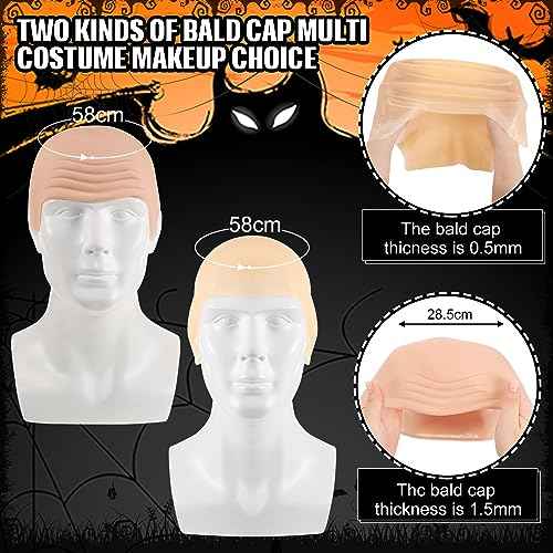 WILLBOND 4 Pcs Halloween Bald Caps Makeup Latex Bald Caps Head Wig hat Costume Accessories for Adults