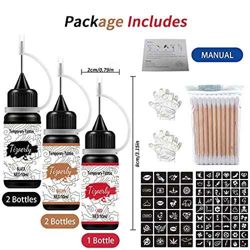 Temporary Tattoos Kits, wumawu Semi Permanent Tattoos, DIY Fake Freckles Temporary Tattoos for Women Men Kids Party,Summer Trend hand Ink with 78 Pcs Tattoo Stencils,Jagua Gel - Full Kit 5 Bottles