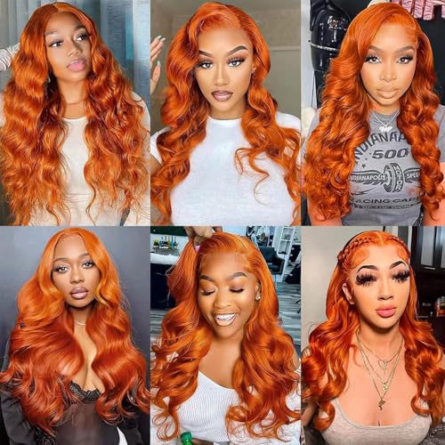 #350 Ginger Orange Bundles Human Hair Body Wave Bundles 24 26 28 Inch Unprocessed Brazilian Virgin Orange Remy Hair 3 Bundle Body Wave Human Hair Extensions 50 Gram Per Bundle for Women