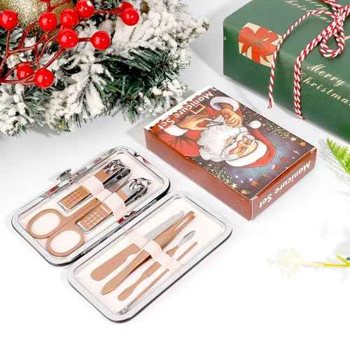 Christmas Gifts Birthday Gift Nail Clippers For Women Manicure Kit Nail Tweezers Professional Stainless Steel With Leather Travel Case Stocking Stuffers For Girlfriend Wife Mother Kit 7 In 1 Rose Gold