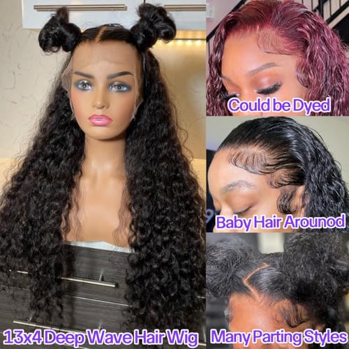 13x4 Deep Wave Lace Front Wigs - Pre Plucked 180 Density - 20 Inch Human Hair Wig