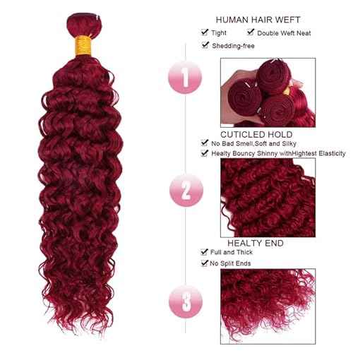 Burgundy Bundles Human Hair 99J Water Wave Bundle 18 20 22 inch Vinmdonm 8A Brazilian Unprocessed Hair 3 Bundles Red Bundle