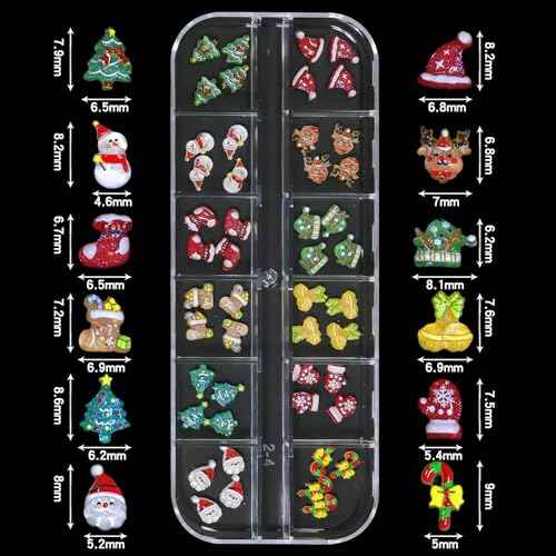 Christmas Nail Charms - 3D Bow Nail Charms, Pearls, Red & Green Nail Rhinestones, Santa, Snowman, White Snowflake, Metal Caviar Beads, with Kit, for Nail Art, Gift