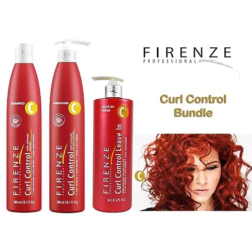 Firenze Professional Curl Control with avocado extract Shampoo, Conditioner and Leave In Cream, Includes Gift bag