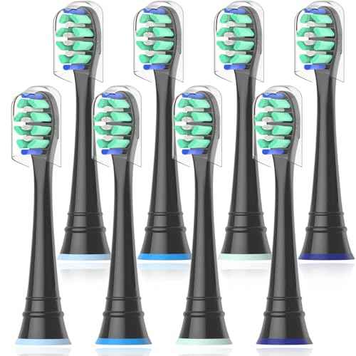 Replacement Heads Compatible with Sonicare Toothbrush, Replacement Brush Head for Philips Sonicare Electric Toothbrush 4100 5100 6100 9900 C2 W3 and More Click-on Handles 8 Black