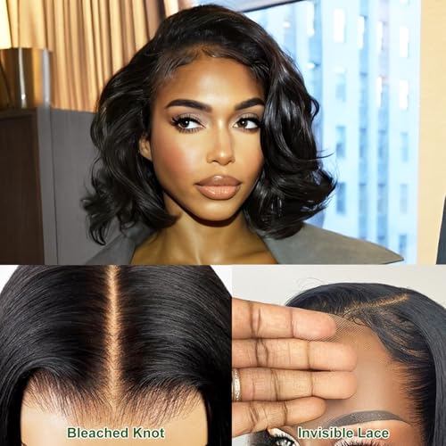 Bob Wig Human Hair 13x6 Body Wave Lace Front Wigs Human Hair 200% Density Wigs for Women (12 Inch)