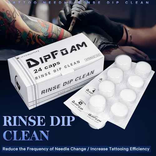 Dip Foam, 24Pcs Dip Caps Dip Foam Rinse Caps Cups Cleaning Tip Rinse Disposable Dip Clean Cap for Tattoo Needle Supplies Cleansing