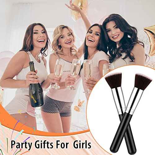 Tanlade 10 Pcs Makeup Brushes Bulk Flat Top Foundation Brush Liquid Cream Powder Foundation Contour Blush Concealer Eye Shadow Blending Liner Make up Kit for Wedding Artist(Black)