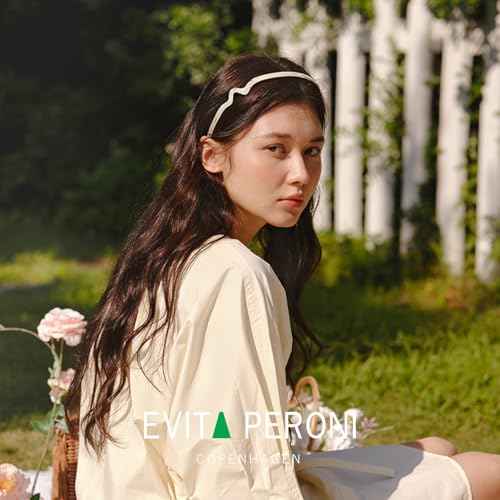 EVITA PERONI Headbands for Women Thin Hairband with Pearl Fashionable Womem Headband Acetate Material Flowing Rhythmic Headband - Light Dazzling Gold