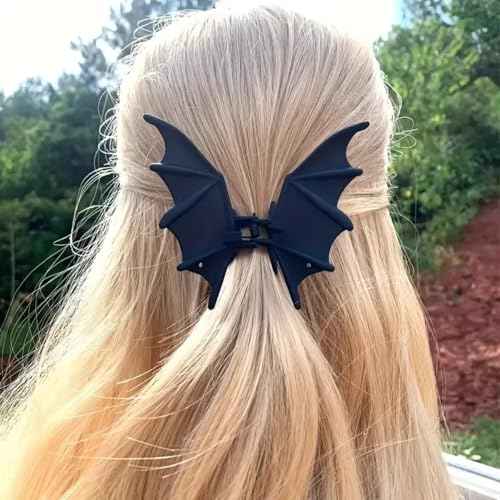 Bat Hair Clip - Halloween Matte Black Bat Hair Claw Metal Punk Gothic Bat Wing Hair Barrettes Non-Slip Hair Styling Accessories Halloween Cosplay Party Supplies for Women Girls Thin Thick Hair