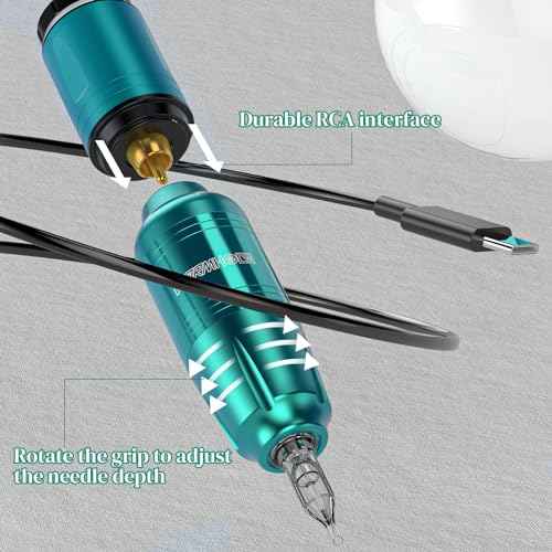 Wormhole Tattoo Gun Tattoo Kit Wireless Tattoo Machine Kit Complete Tattoo Practice Pen Kit with 10 Tattoo Cartridge Needles 5 Ink Tattoo Supplies for Beginner