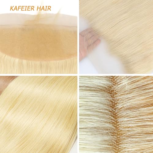 613 Blonde Lace Frontal 13X4 Transparent Hd Lace Human Hair Long Straight Ear To Ear Brazilian Virgin Remy Human Hair Free Part With Baby Hair Bleach Knots 24 Inch