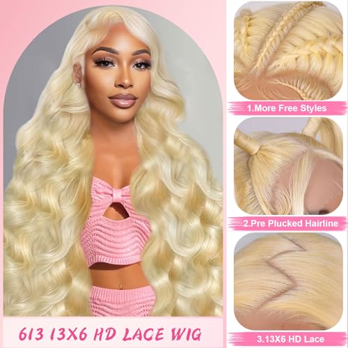 613 Lace Front Wig Human Hair 200 Density 13x6 HD Lace Front Wigs Human Hair Body Wave Blonde Wig Human Hair For Women 20 Inch Blonde 13x6 HD Lace Frontal Glueless Wigs Human Hair for Women
