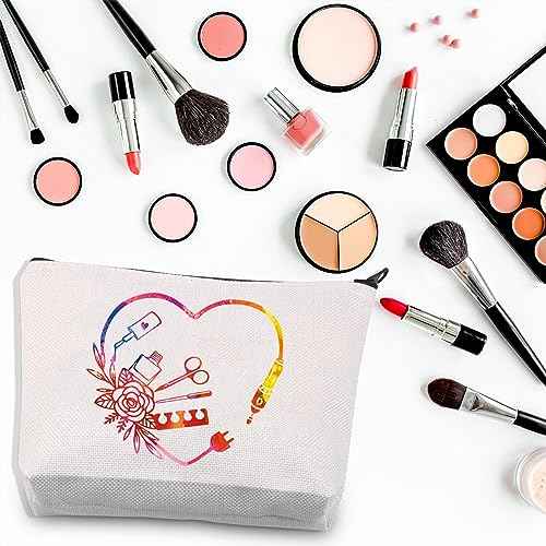 BDPWSS Nail Tech Makeup Bag Manicurist Graduation Gift Beautician Gift Esthetician Gift Nail Technician Graduation Travel Bag (nail tech heart)