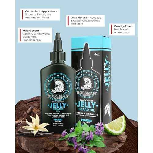 Bossman Jelly Beard Oil for Men (4 oz, Magic Scent) ? Softens, Moisturizes & Conditions with Natural Ingredients