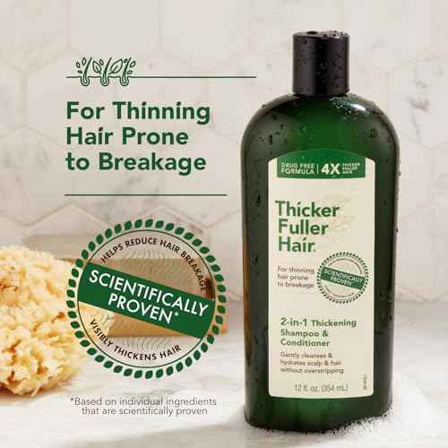 Thicker Fuller Hair 2-in-1 Thickening Shampoo and Conditioner for Men - Shampoo for Thinning Hair - Hydrating Shampoo with Aloe Leaf Juice - 12 oz.