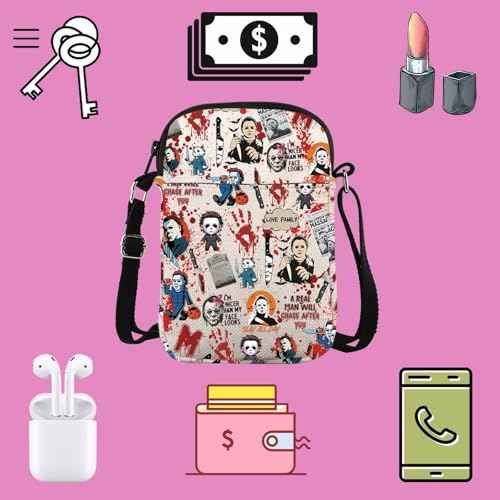 TSOTMO Horror Movie Horror Characters A Real Man Will Chase After You Makeup Bag Funny Halloween Scary Halloween Movie Gift (A Real Man CR)