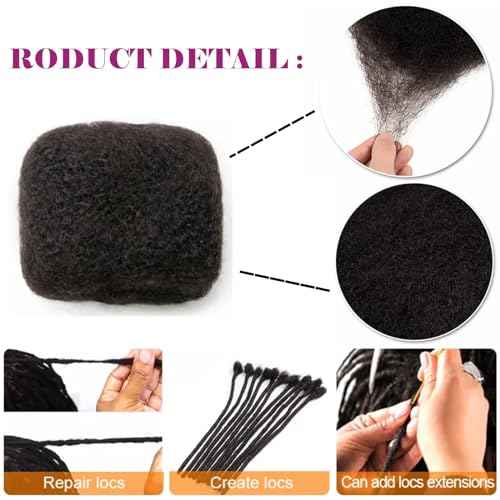 Afro Kinky Bulk Human Hair For Dreadlock Extensions Repair Locs,Twist Braiding, 100% Human Braiding Hair £¬30Grams each bundles Total (8Inch 6Bundles/Pack #30)